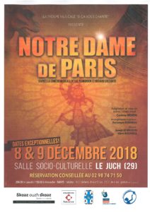 LA TROUPE MUSICALE « SI CA VOUS CHANTE » PRESENTE LA COMEDIE MUSICALE « NOTRE DAME DE PARIS » LES 8 ET 9 DECEMBRE AU JUCH – SALLE SOCIOCULTURELLE